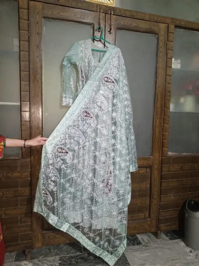 bridal maxci for sale, heavy bridal work, wore just once urgent sale