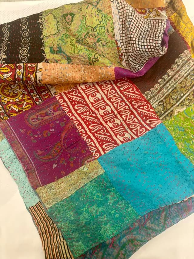 Hand-made Patchwork Silk Shawl from Tharparkar Sind
