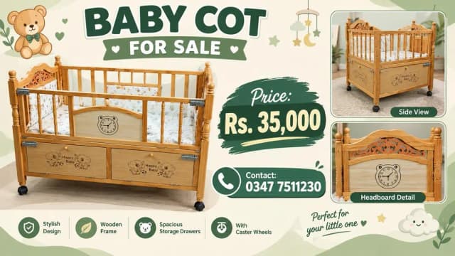 Wooden Baby Cot with Storage Drawers/kids crib
