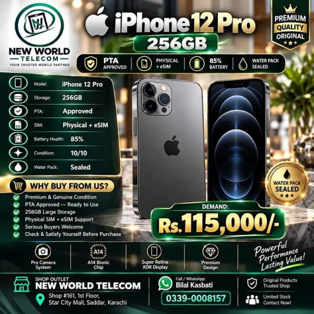 iPhone 12 Pro 256 GB | PTA Approved  | Physical + eSIM | Sealed