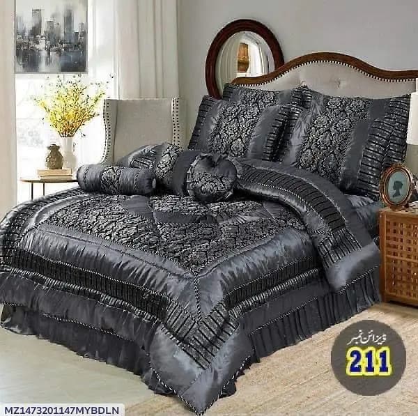 Luxury black & white Geometric 3-pcs Double bedsheet set with pillow c