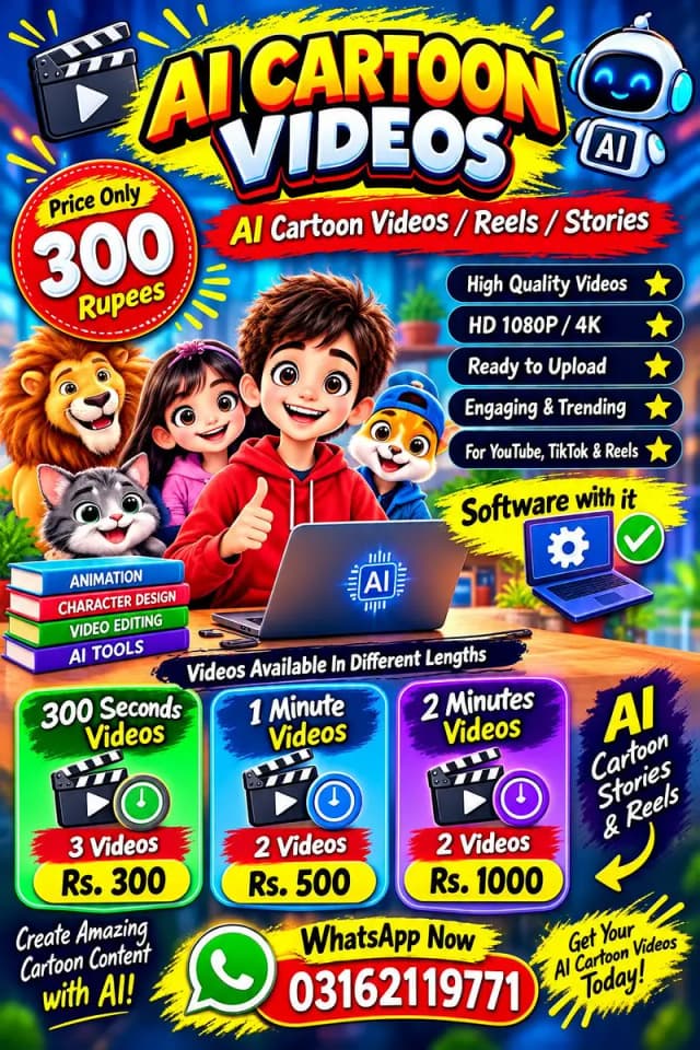 AI Cartoon Videos, Stories, Reels & Graphic Design Services