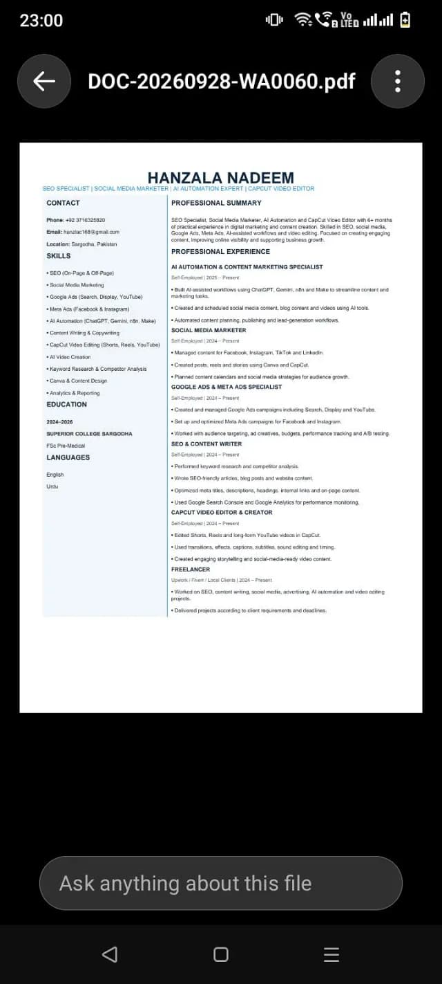 I am need for job