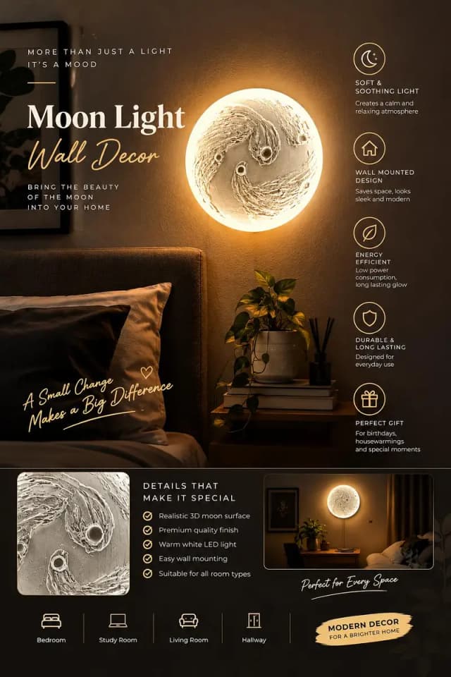 3D Wall Light Moon Lamp
