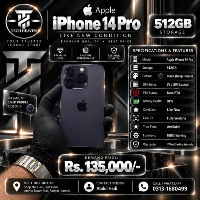 iPhone 14 Pro | 512 GB | Jv Sim locked | Non PTA | Apple iPhone 14 Pro