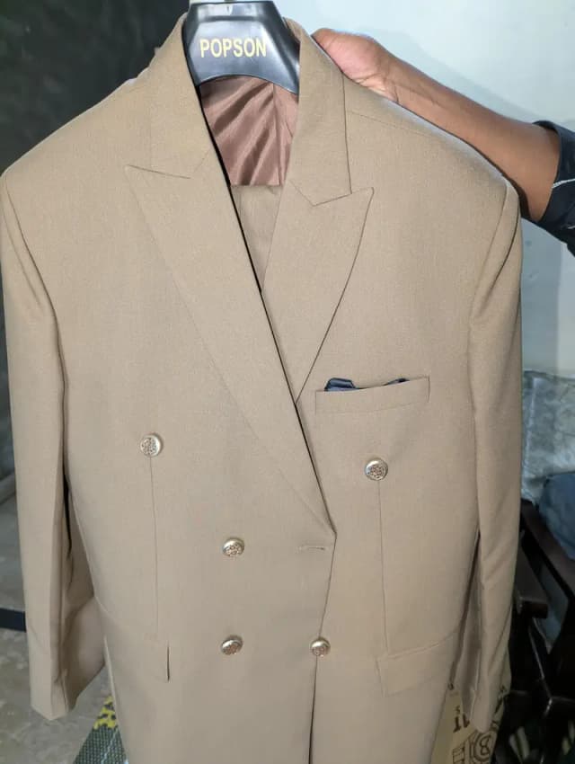 Beige Double-Breasted Blazer