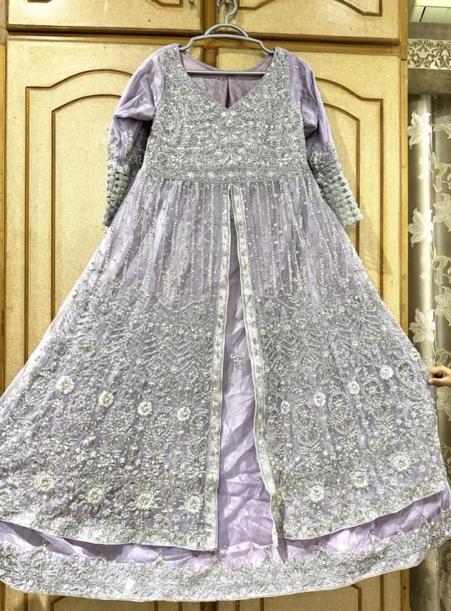 luxury handmade lavender dress with dupatta