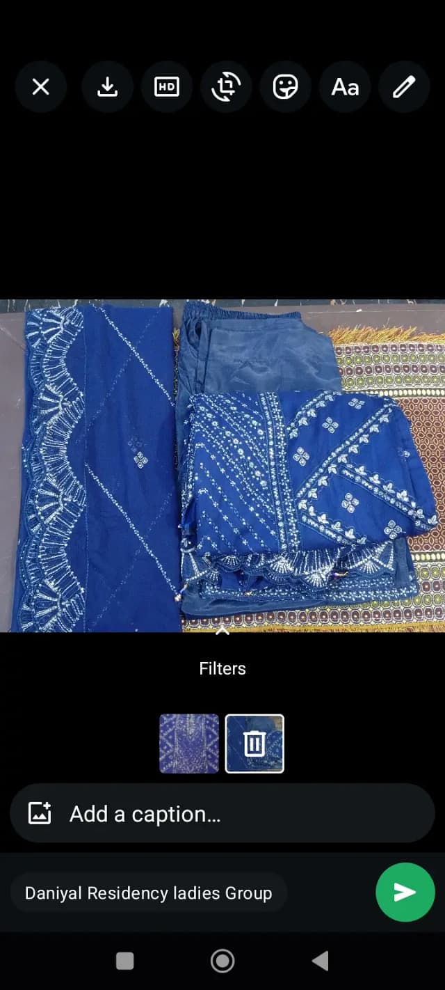 j. Brand 3 piece heavy embroidered chiffon suit size X to Xl
