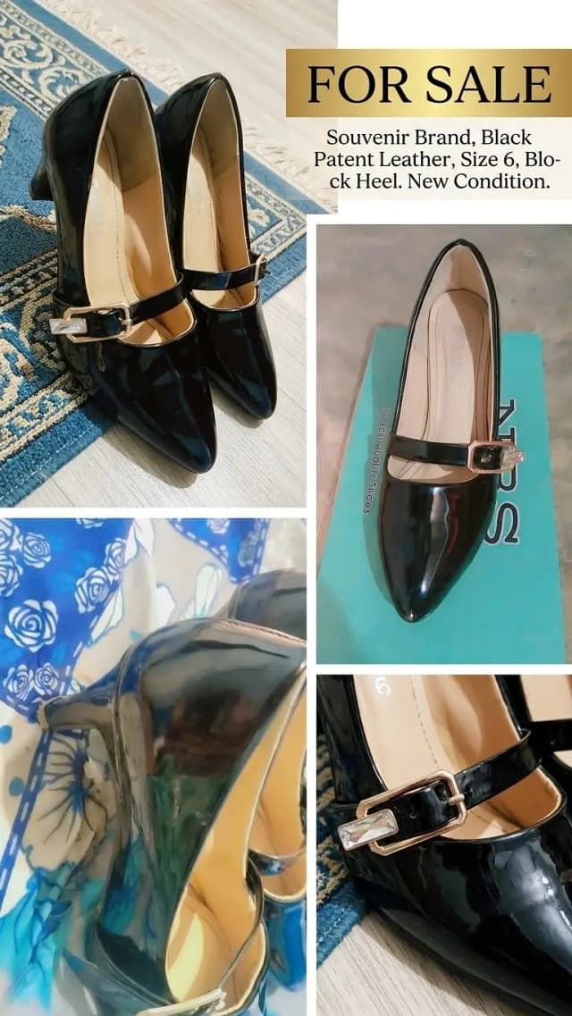 cout shoes black with heal 6 nuber