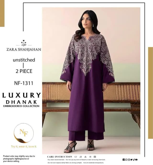 Zara Shahjahan Premium Dhanak 2PC Embroidered Winter Collection 2026