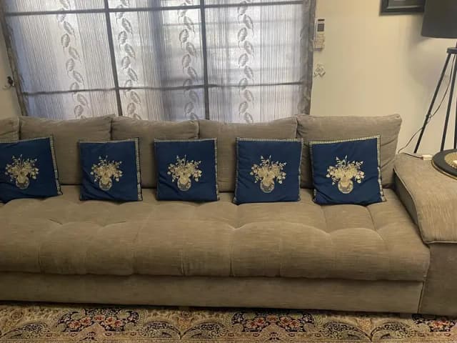 Modern L Shaped 8-Seater Sofa - Elegant Grey