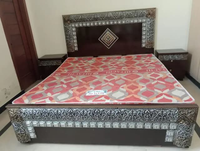 Bed with Side tables, Dressing table and Mattress