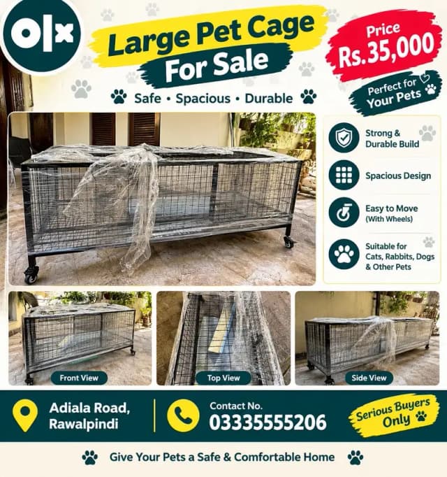 Large Layer Cage for sale with wheels-Spacious metal cage  |Rawalpindi