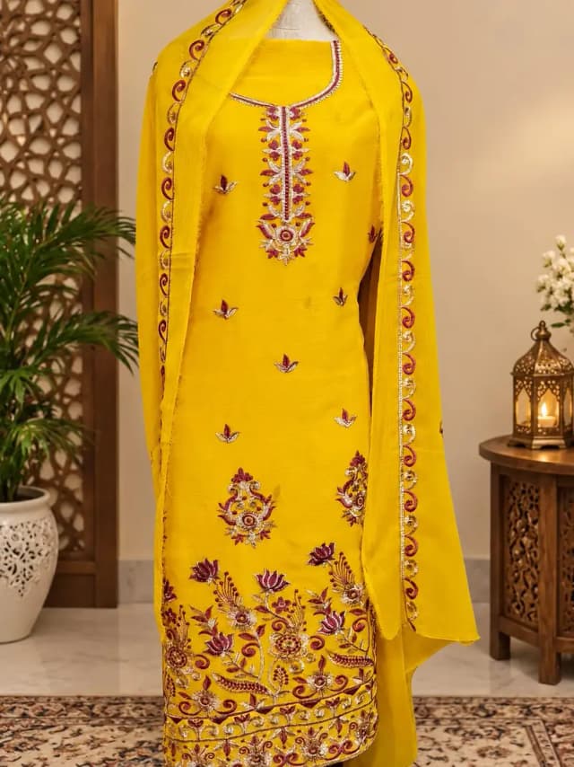 Fancy 3-Piece Unstitched Chiffon Suit (6 Colors)