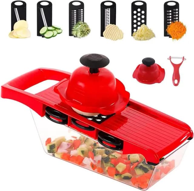 10 in 1 Multi-Function Vegetable and Fruit Chopper, Mandoline Slicer, Onion Potato Cheese Shredder, Salad Spiralizer Cutter, Veggie Grater Dicer Artifact with Vegetable Peeler,Hand Guard and 