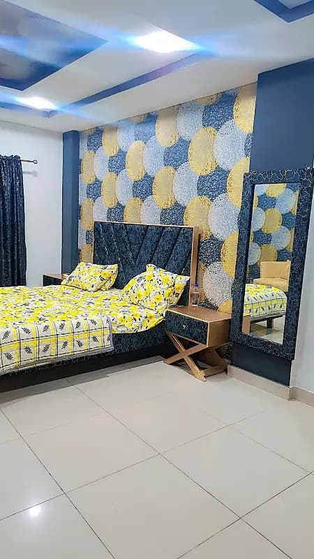 Par Day and short Time One and Two BeD Room appaertment Available Bahria Town Phase 4 and 6 Empire Heights 2 family apartment any time available