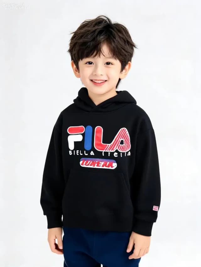 Branded FILA Kids Black Winter Hoodie / Upper Jacket