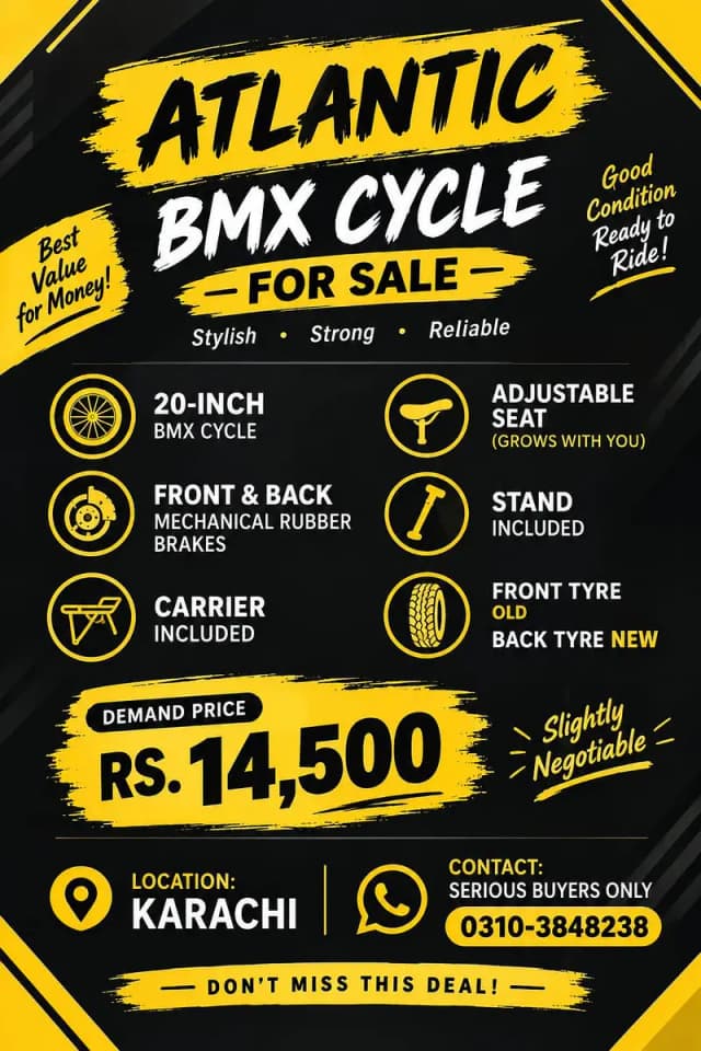 ATLANTIC BMX CYCLE FOR SALE