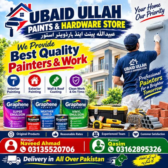 Ubaidullah Paints & Hardware Store | Graphene Paints | Quality Painte