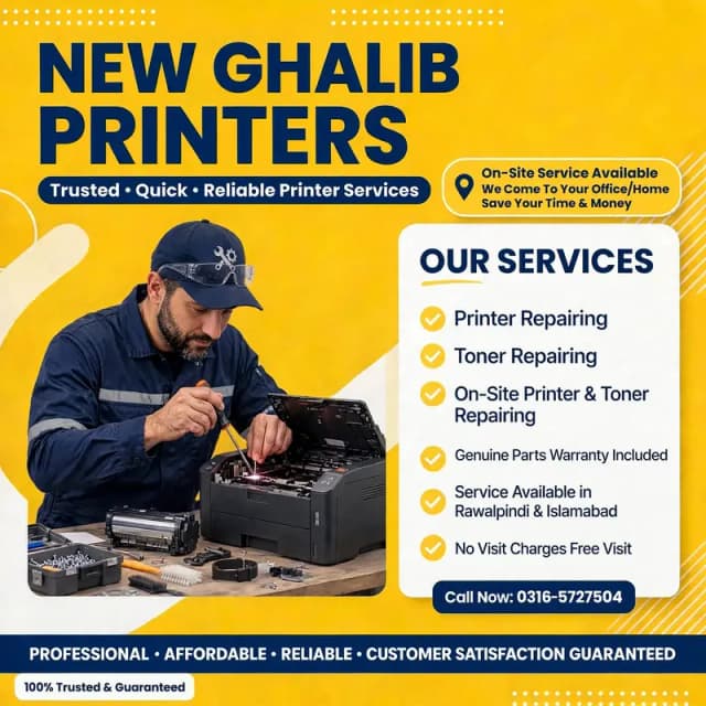 New Ghalib Printers - Printer Repairing & Toner Refilling Services