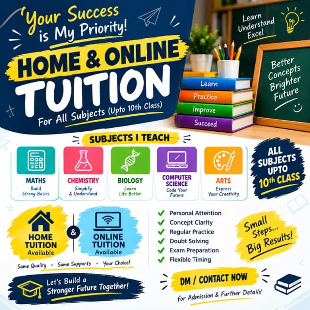 Home & Online Tuition | Maths & Science | All Subjects up to 10th Clas