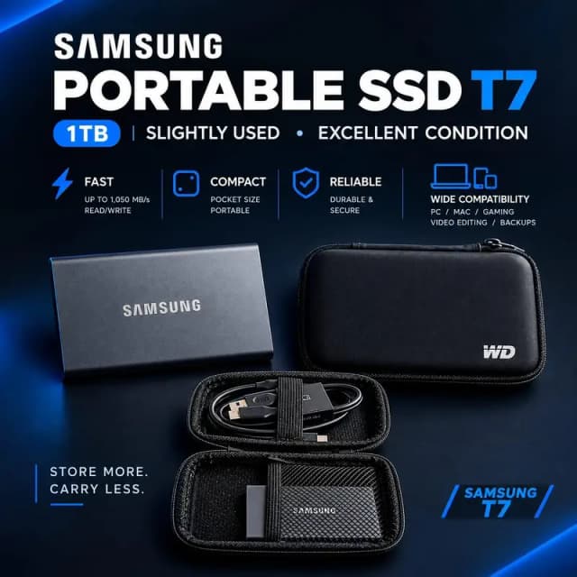 Samsung T7 Portable SSD 1TB – Original & Excellent Condition