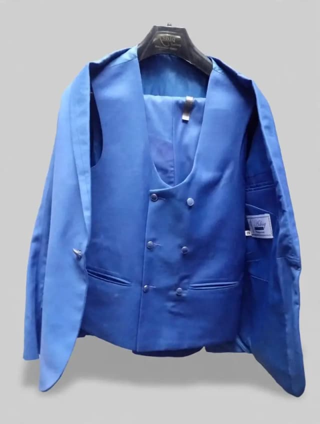 (Small size) Royal blue 3 piece suit. one time used like new