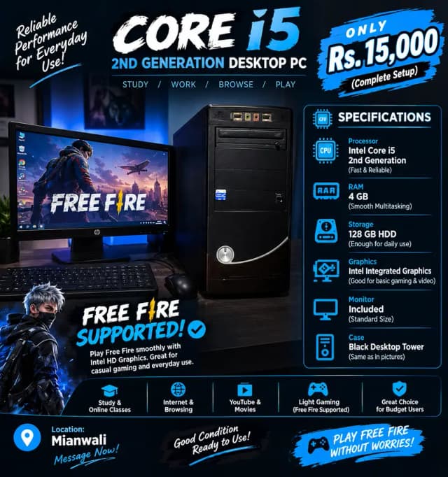 Core i5 Desktop Computer + Monitor | 4GB RAM | Rs. 15,000