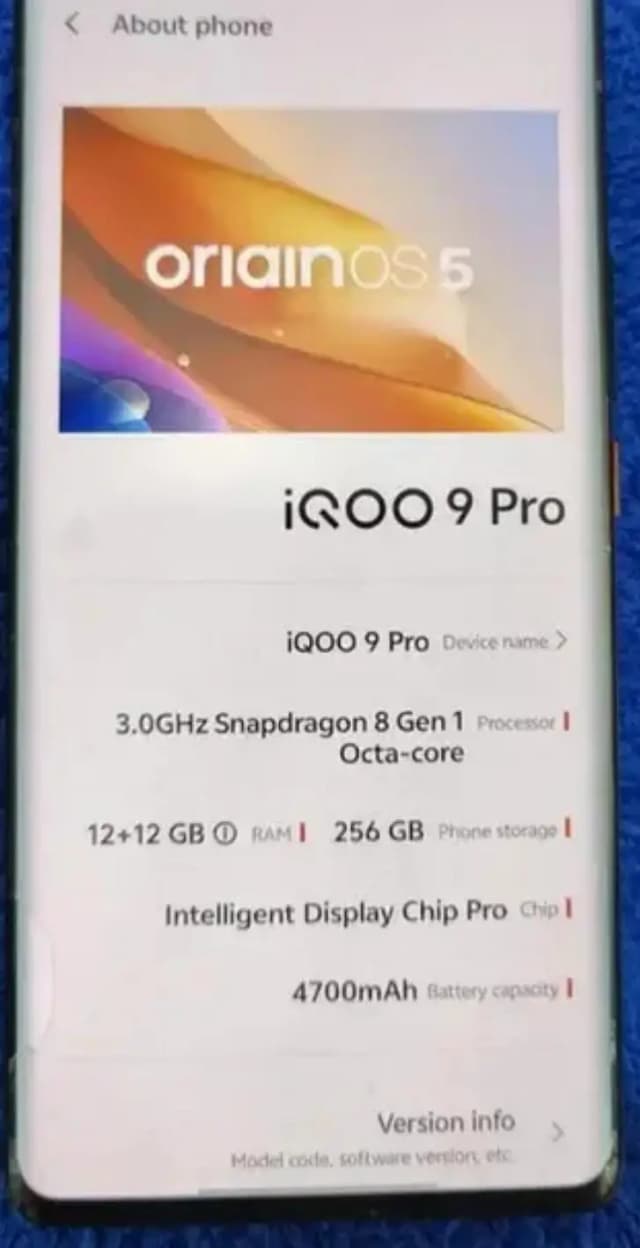 vivo IQOO 9 pro 12 256 officially approved
