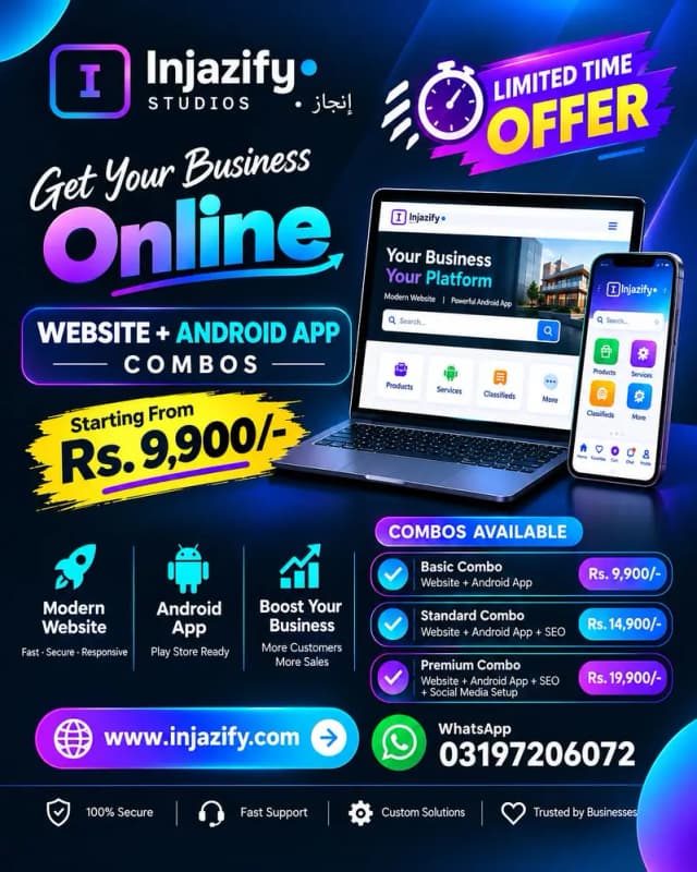 Website + Android App Combo Packages – Injazify Studios
