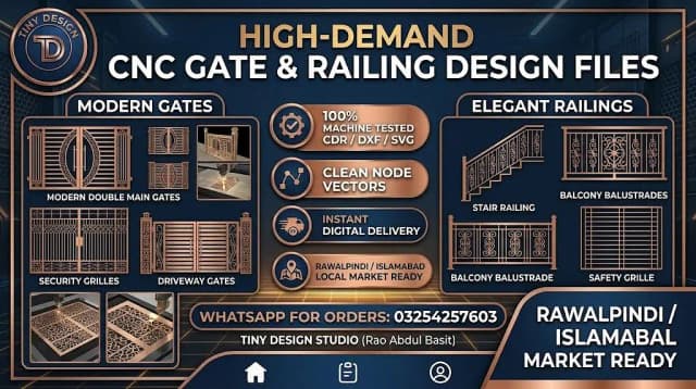 CNC Gate Design CDR DXF Files | Laser Cutting Railing & Grills