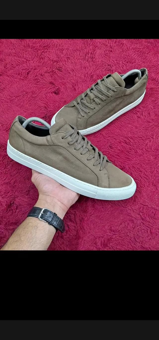 Authentic Massimo Dutti Nubuck Leather Low-Tops, Size 44