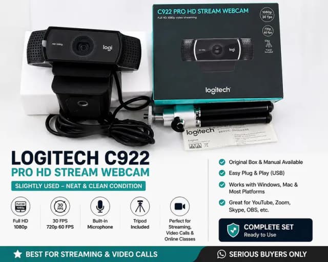 LOGITECH C922 PRO HD STREAM WEBCAM