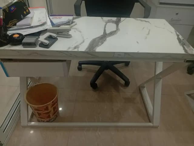 White Marble‑Top Executive Office Desk