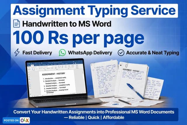 Assignment Typing Service - Handwritten to MS Word - Kahna Lahore