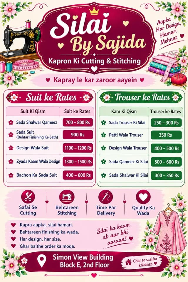 Ladies Suit Stitching in Karachi – Silai By Sajida