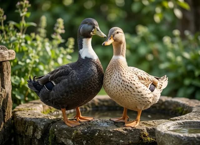 active breeding duck pair for sale ( female lying eggs)